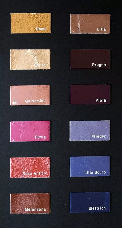 Tonalità eleganti con effetto lamina parziale: rame, cipria, fuxia, lilla e viola. Finiture moda Brotinart.