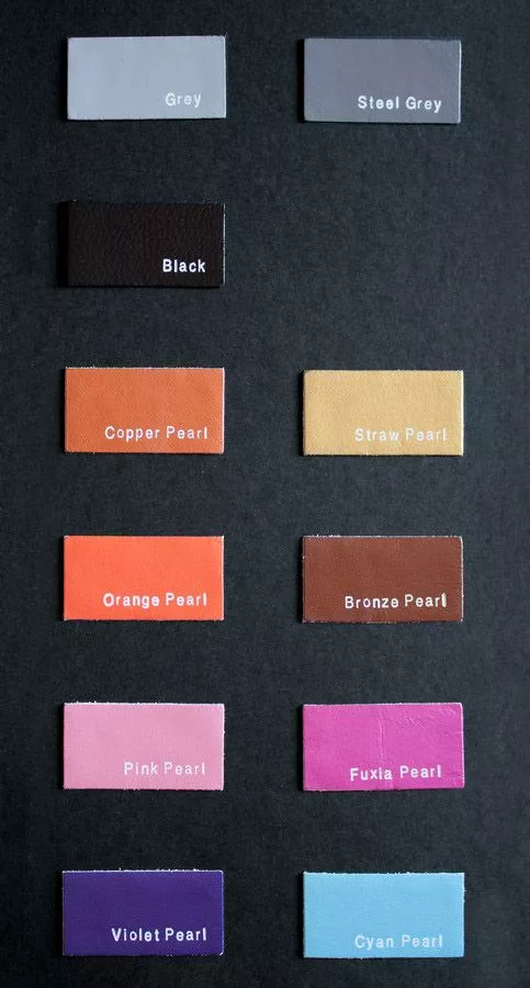 Campione colori perlati Brotinart lamina T-Foil: pink pearl, violet pearl, straw pearl, copper pearl, bronze pearl.